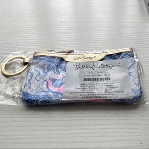 Lilly Pulitzer Vibrant Blue and Pink Pouch, ID Case, Key Ring, New